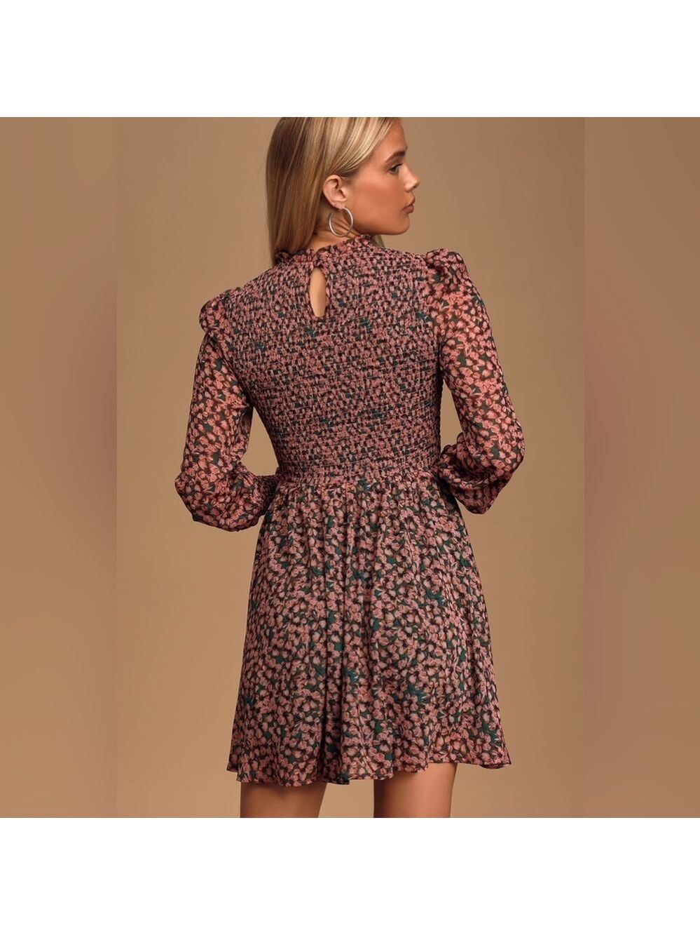 Lulus Floral Forever Green and Pink Floral Print Smocked Skater Dress NWT - Picture 5 of 15